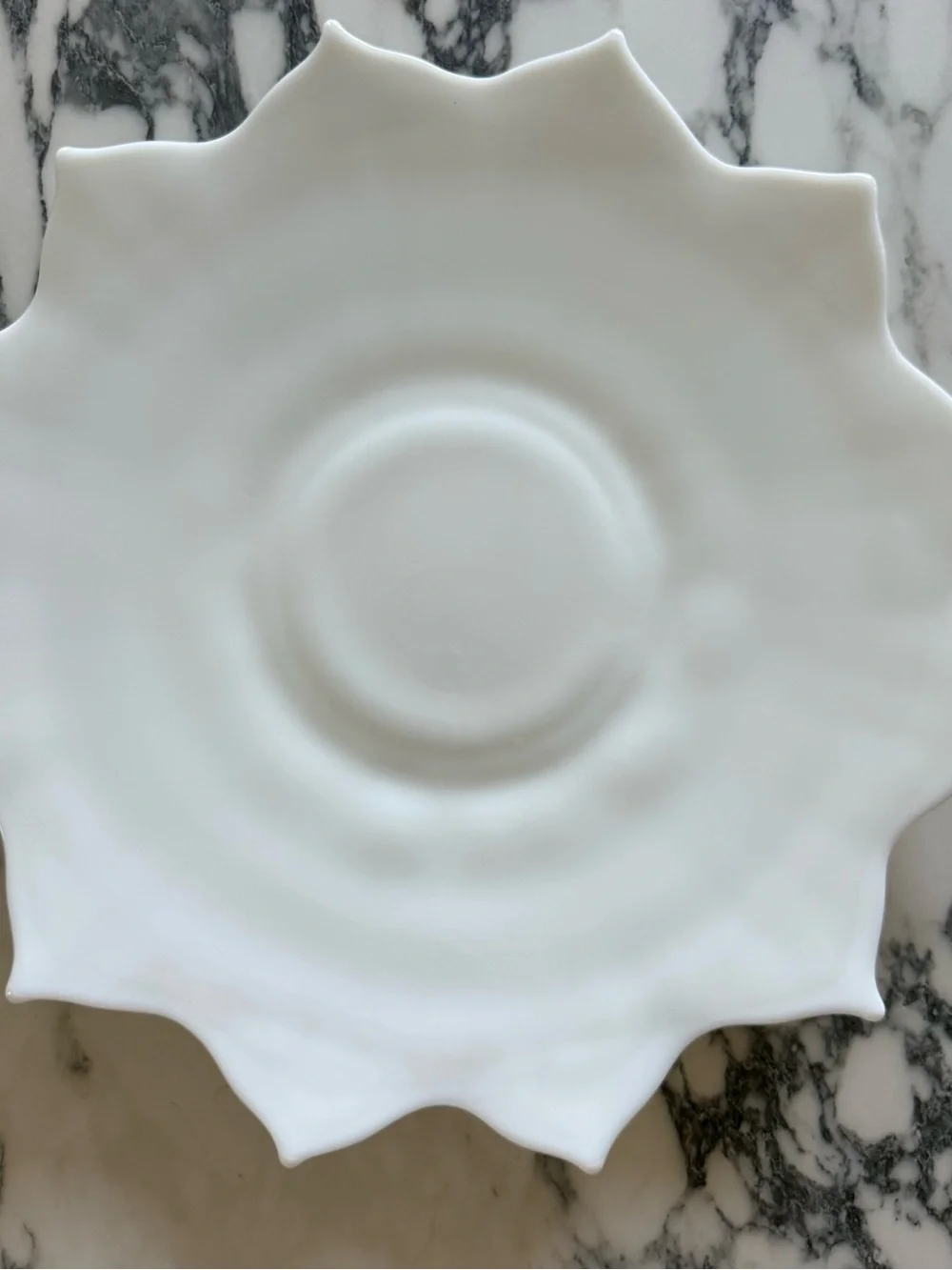 Westmoreland Milk Glass Lotus Flower Serving Platter 13.5” Vintage Centerpiece
